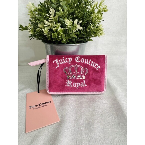 NWT Juicy Couture Kingdom Elongated Bifold Wallet - Raspberry Tart Velour Y2K - Picture 1 of 7